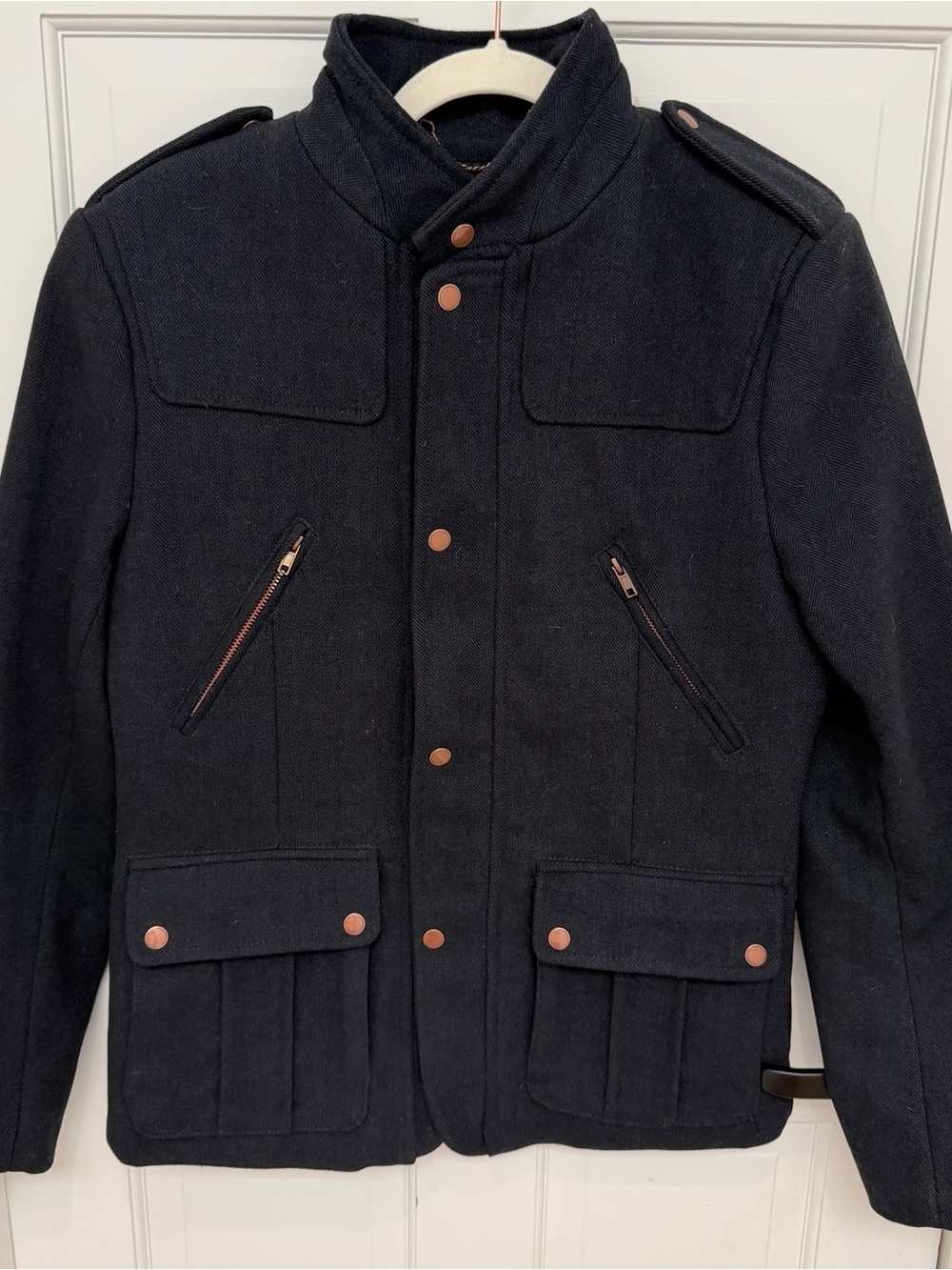 H&M Men's Military Style Black Field Jacket - Size 36R - Picture 2 of 11